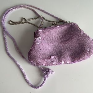 Y2K Claire’s sequin purse crossbody evening bag purple embellished